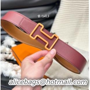 Top Quality Hermes Tonight Color belt buckle & Reversible Epsom leather strap 3.8cm 0314 Burgundy/Brown 2025