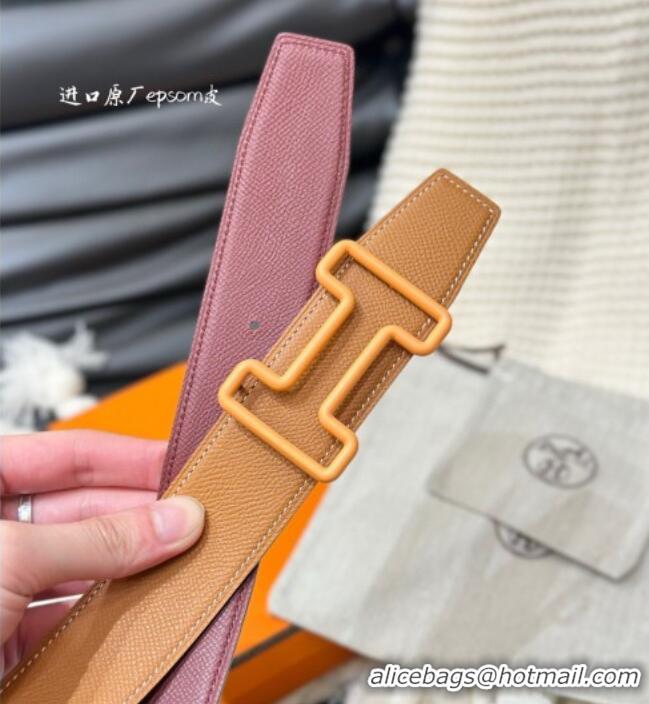 Top Quality Hermes Tonight Color belt buckle & Reversible Epsom leather strap 3.8cm 0314 Burgundy/Brown 2025