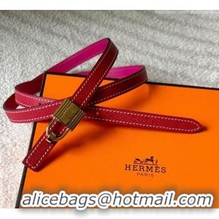 Grade Design Hermes Romance belt buckle & Reversible leather strap 1.3cm 0314 Dark Pink/Red 2025