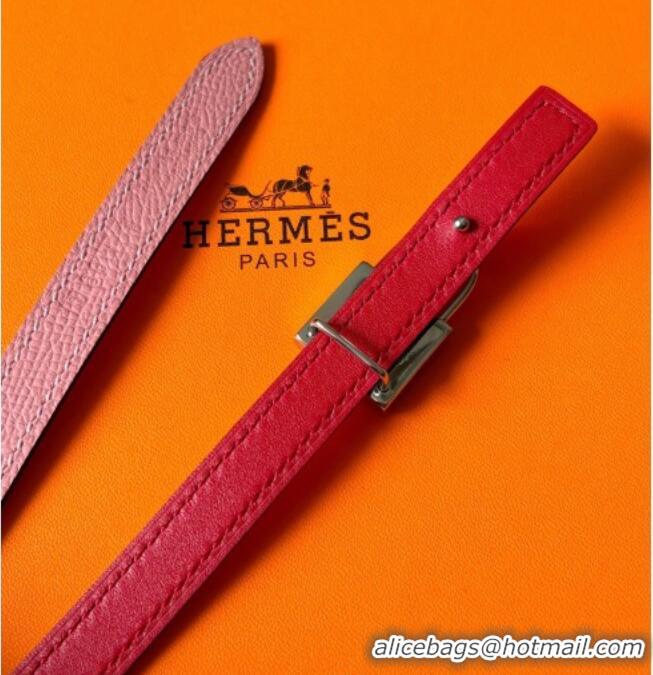 Best Quality Hermes Romance belt buckle & Reversible leather strap 1.3cm 0314 Light Pink/Red 2025