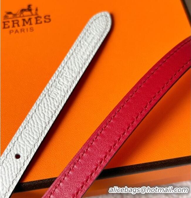 Well Crafted Hermes Romance belt buckle & Reversible leather strap 1.3cm 0314 White/Red 2025