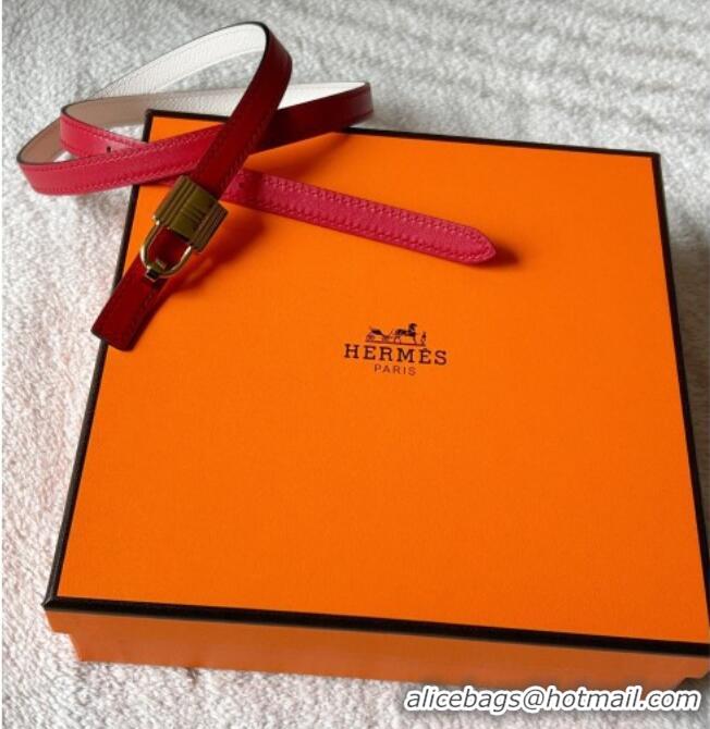 Well Crafted Hermes Romance belt buckle & Reversible leather strap 1.3cm 0314 White/Red 2025