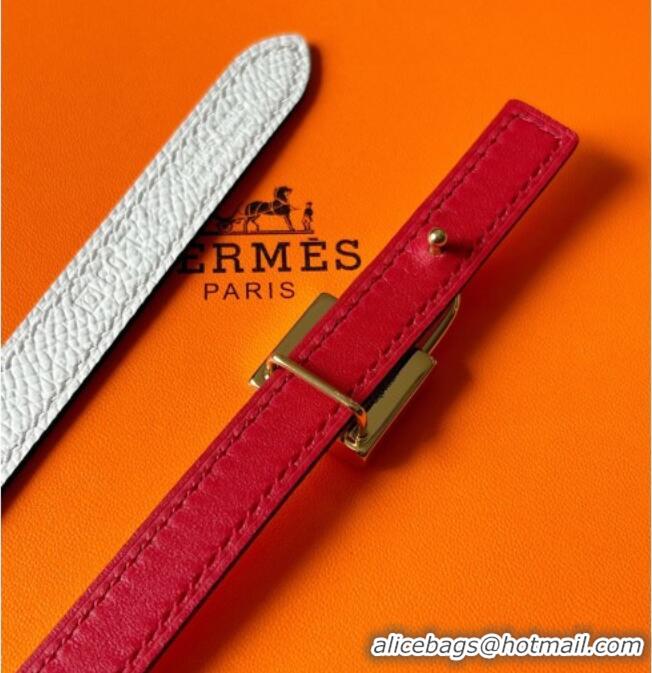 Well Crafted Hermes Romance belt buckle & Reversible leather strap 1.3cm 0314 White/Red 2025