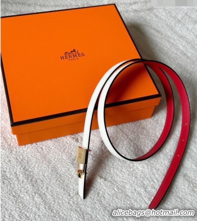 Well Crafted Hermes Romance belt buckle & Reversible leather strap 1.3cm 0314 White/Red 2025