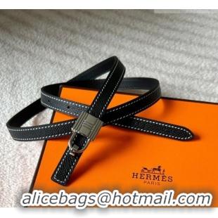 Grade Design Hermes Romance belt buckle & Reversible leather strap 1.3cm 0314 Black 2025