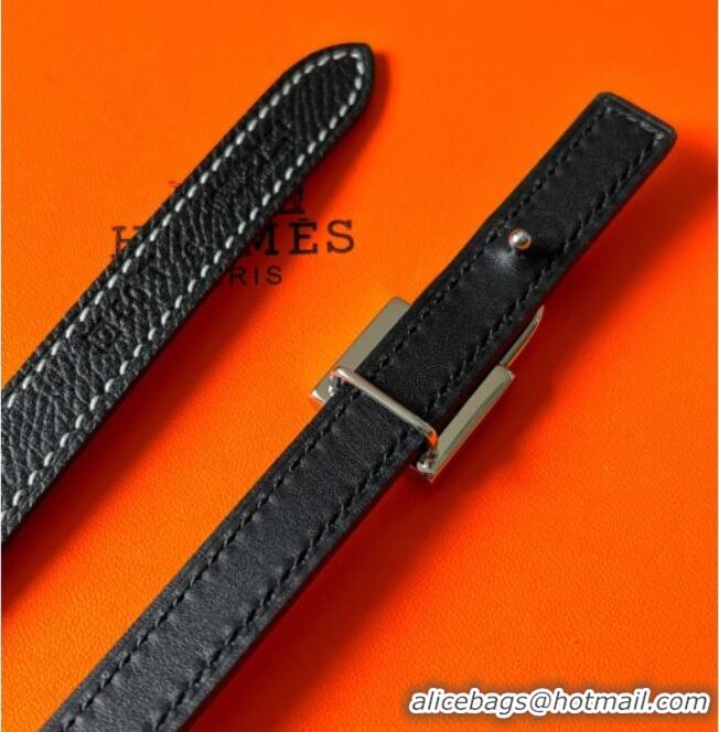 Grade Design Hermes Romance belt buckle & Reversible leather strap 1.3cm 0314 Black 2025