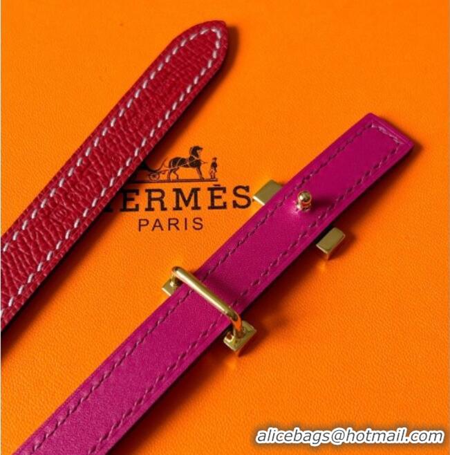 Good Looking Hermes Focus belt buckle & Reversible leather strap 1.3cm 0314 Dark Pink/Red 2025