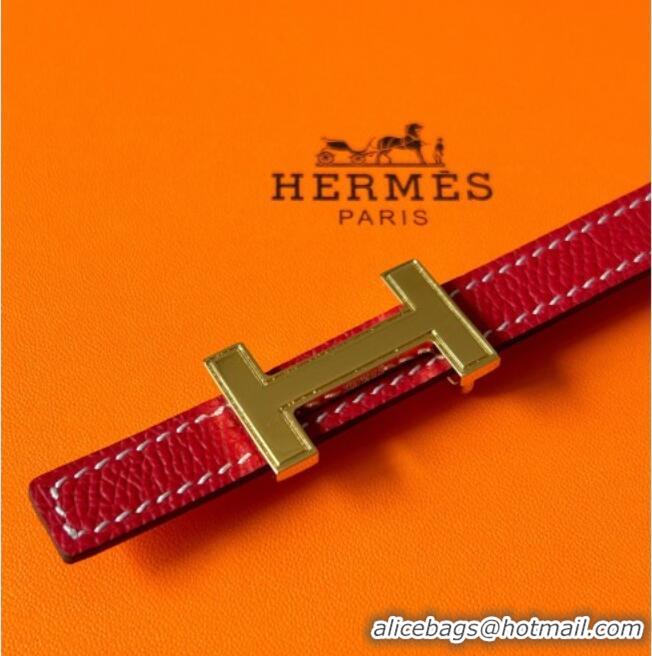 Good Looking Hermes Focus belt buckle & Reversible leather strap 1.3cm 0314 Dark Pink/Red 2025