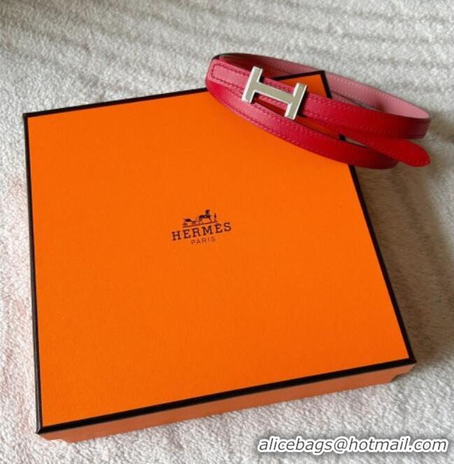 Traditional Discount Hermes Focus belt buckle & Reversible leather strap 1.3cm 0314 Red/Light Pink 2025
