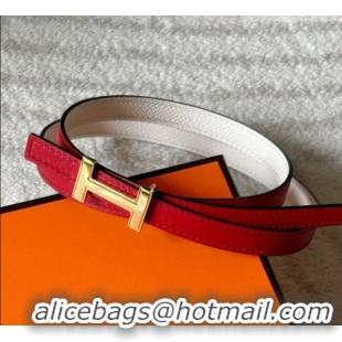 Luxury Cheap Hermes Focus belt buckle & Reversible leather strap 1.3cm 0314 Red/White 2025