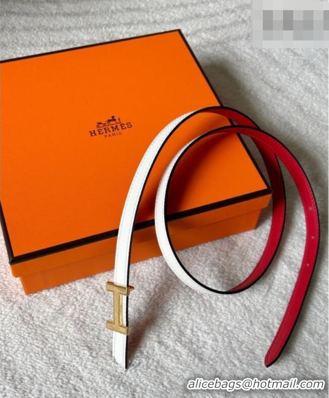 Luxury Cheap Hermes Focus belt buckle & Reversible leather strap 1.3cm 0314 Red/White 2025