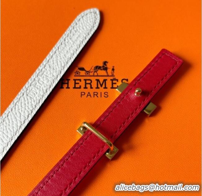 Luxury Cheap Hermes Focus belt buckle & Reversible leather strap 1.3cm 0314 Red/White 2025