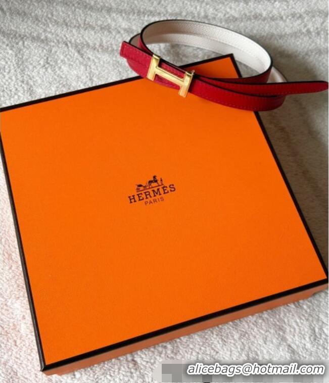 Luxury Cheap Hermes Focus belt buckle & Reversible leather strap 1.3cm 0314 Red/White 2025