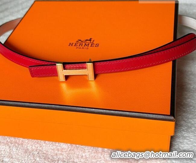 Luxury Cheap Hermes Focus belt buckle & Reversible leather strap 1.3cm 0314 Red/White 2025