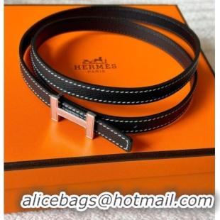 Good Taste Hermes Focus belt buckle & Reversible leather strap 1.3cm 0314 Black/Silver 2025