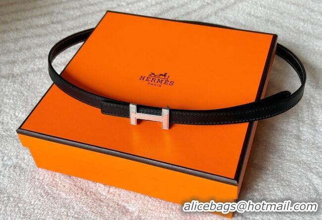 Good Taste Hermes Focus belt buckle & Reversible leather strap 1.3cm 0314 Black/Silver 2025