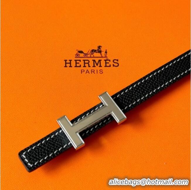 Good Taste Hermes Focus belt buckle & Reversible leather strap 1.3cm 0314 Black/Silver 2025