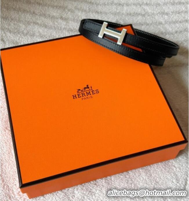 Good Taste Hermes Focus belt buckle & Reversible leather strap 1.3cm 0314 Black/Silver 2025