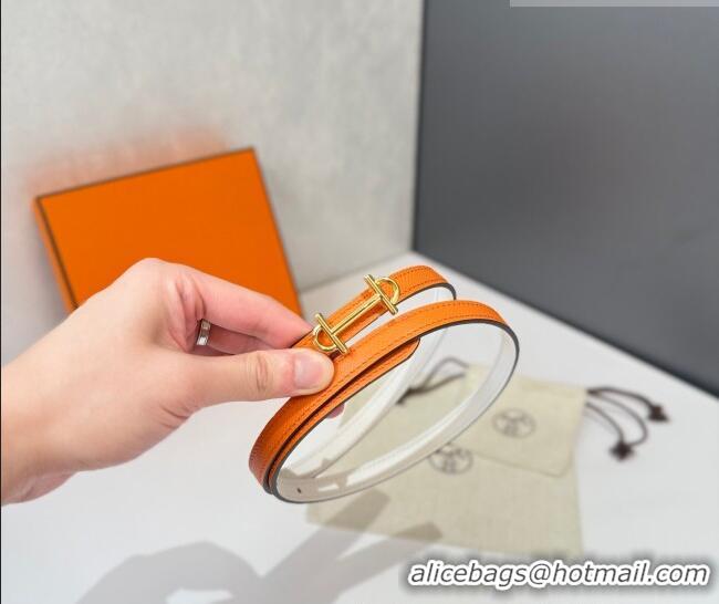 Modern Cheap Hermes Gamma Belt Buckle & Reversible Leather Strap 1.3cm 0314 Orange/White 2025