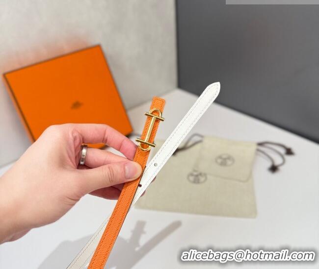 Modern Cheap Hermes Gamma Belt Buckle & Reversible Leather Strap 1.3cm 0314 Orange/White 2025