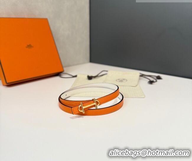 Modern Cheap Hermes Gamma Belt Buckle & Reversible Leather Strap 1.3cm 0314 Orange/White 2025