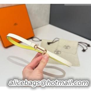 Top Quality Hermes Gamma Belt Buckle & Reversible Leather Strap 1.3cm 0314 Yellow/White 2025