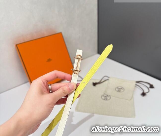 Top Quality Hermes Gamma Belt Buckle & Reversible Leather Strap 1.3cm 0314 Yellow/White 2025
