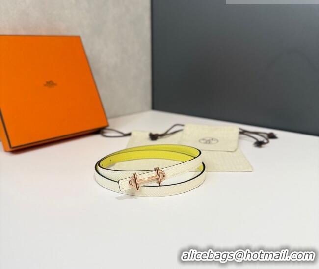 Top Quality Hermes Gamma Belt Buckle & Reversible Leather Strap 1.3cm 0314 Yellow/White 2025