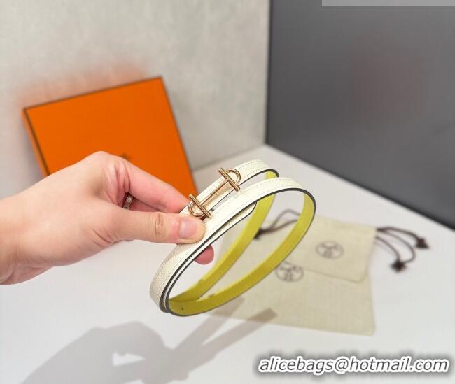 Top Quality Hermes Gamma Belt Buckle & Reversible Leather Strap 1.3cm 0314 Yellow/White 2025