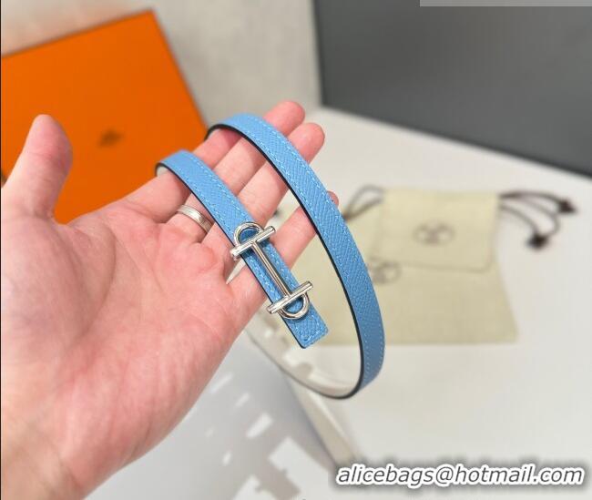 Promotional Hermes Gamma Belt Buckle & Reversible Leather Strap 1.3cm 0314 Blue/White 2025