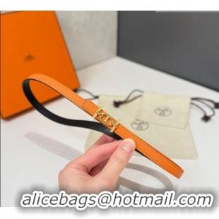 Best Quality Hermes Ancre Belt Buckle & Reversible Leather Strap 1.3cm 0314 Orange/Black 2025