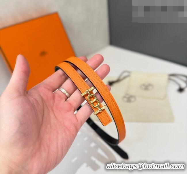 Best Quality Hermes Ancre Belt Buckle & Reversible Leather Strap 1.3cm 0314 Orange/Black 2025