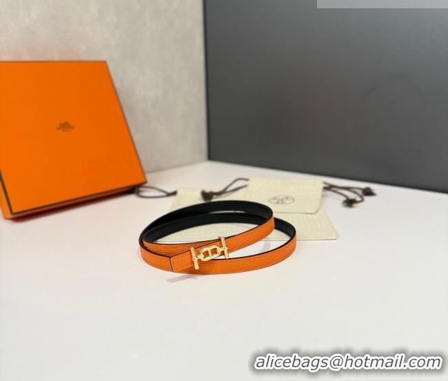 Best Quality Hermes Ancre Belt Buckle & Reversible Leather Strap 1.3cm 0314 Orange/Black 2025
