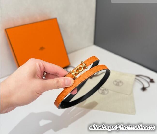 Best Quality Hermes Ancre Belt Buckle & Reversible Leather Strap 1.3cm 0314 Orange/Black 2025