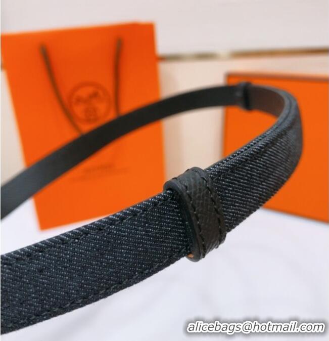Good Product Hermes Kelly Jean Belt 1.8cm in Denim and Epsom Leather 0314 Black/Gold 2025