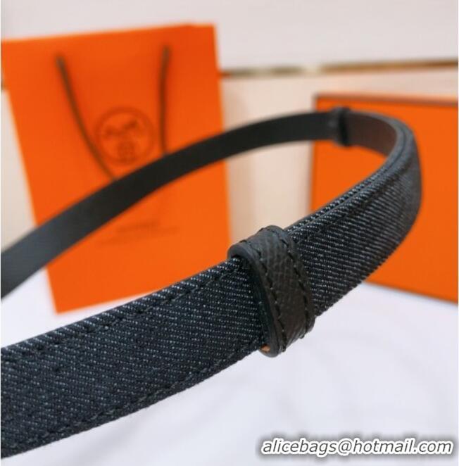 Best Price Hermes Kelly Jean Belt 1.8cm in Denim and Epsom Leather 0314 Black/Silver 2025