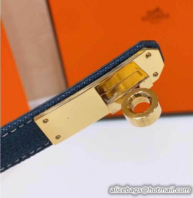 Most Popular Hermes Kelly Jean Belt 1.8cm in Denim and Epsom Leather 0314 Blue/Gold 2025