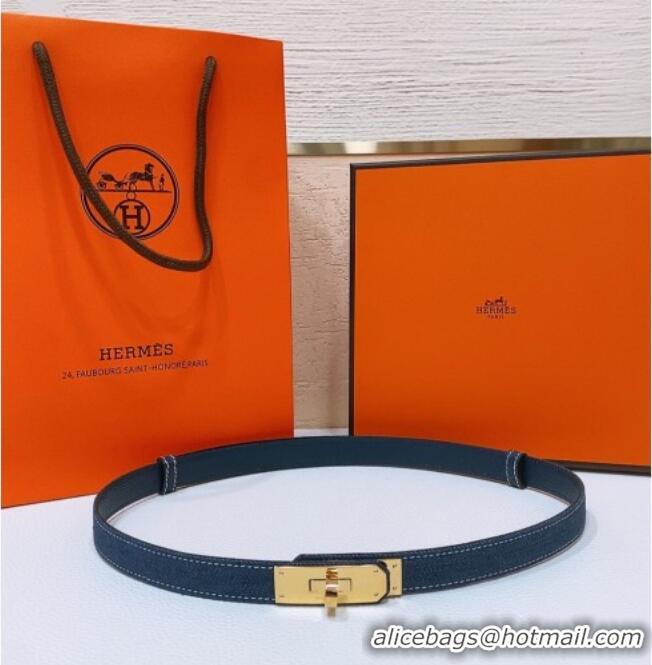 Most Popular Hermes Kelly Jean Belt 1.8cm in Denim and Epsom Leather 0314 Blue/Gold 2025
