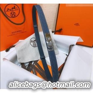 New Fashion Hermes Kelly Jean Belt 1.8cm in Denim and Epsom Leather 0314 Blue/Silver 2025