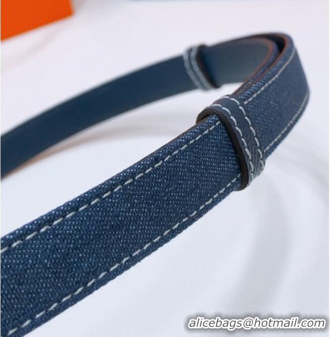New Fashion Hermes Kelly Jean Belt 1.8cm in Denim and Epsom Leather 0314 Blue/Silver 2025