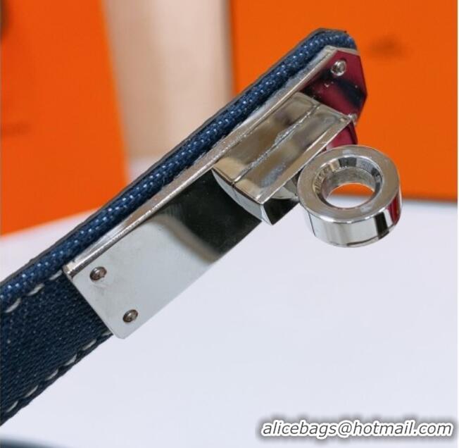 New Fashion Hermes Kelly Jean Belt 1.8cm in Denim and Epsom Leather 0314 Blue/Silver 2025