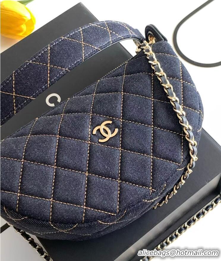 Top Quality Chanel Denim Clutch With Chain AP5094 Dark Blue/Orange Gold Metal 2026