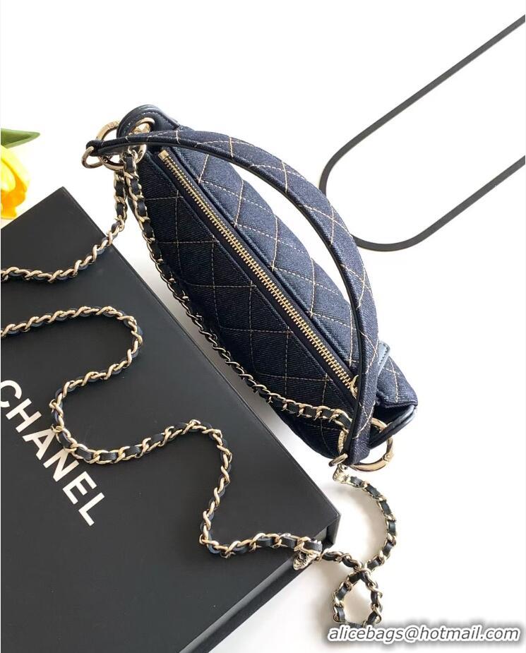 Top Quality Chanel Denim Clutch With Chain AP5094 Dark Blue/Orange Gold Metal 2026
