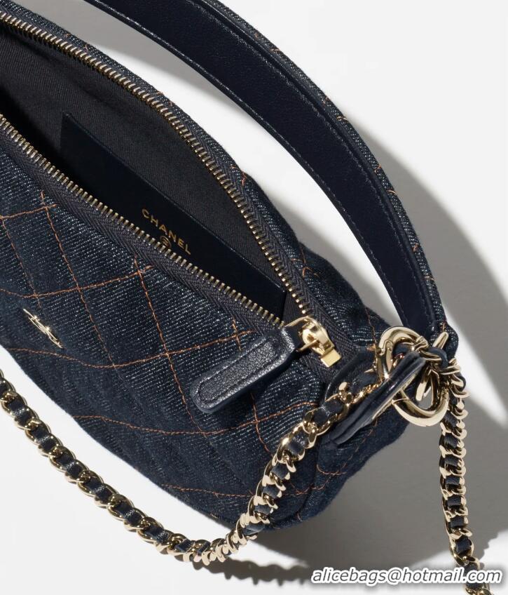 Top Quality Chanel Denim Clutch With Chain AP5094 Dark Blue/Orange Gold Metal 2026