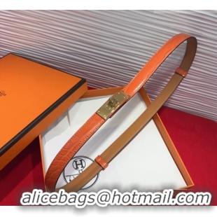 Promotional Hermes Kelly Duo Belt 1.8cm in Crocodile Embossed Calfskin with Metal-Tone Buckle H2011025 Orange/Gold 2025