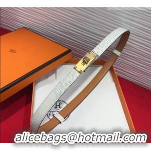 Cheapest Hermes Kelly Duo Belt 1.8cm in Crocodile Embossed Calfskin with Metal-Tone Buckle H2011025 White 2025