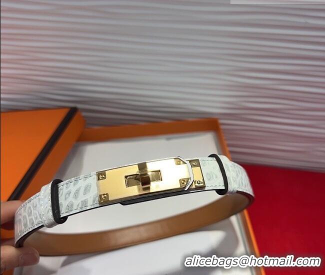 Cheapest Hermes Kelly Duo Belt 1.8cm in Crocodile Embossed Calfskin with Metal-Tone Buckle H2011025 White 2025