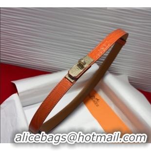 Discount Hermes Kelly Duo Belt 1.8cm in Crocodile Embossed Calfskin with Gold Strass Paved Buckle H2011025 Orange 2025