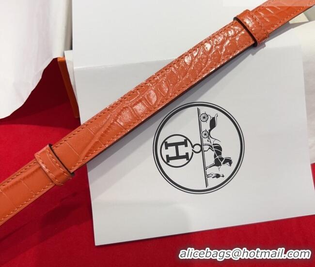 Discount Hermes Kelly Duo Belt 1.8cm in Crocodile Embossed Calfskin with Gold Strass Paved Buckle H2011025 Orange 2025