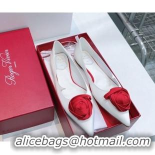 Stylish Roger Vivier Rose Ballerinas Flat in Satin White 0225008 2026